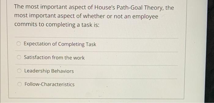 The most important aspect of House's Path-Goal