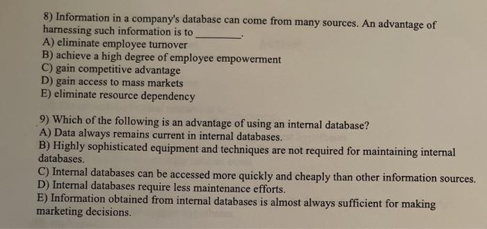 2) The real value of marketing information lies