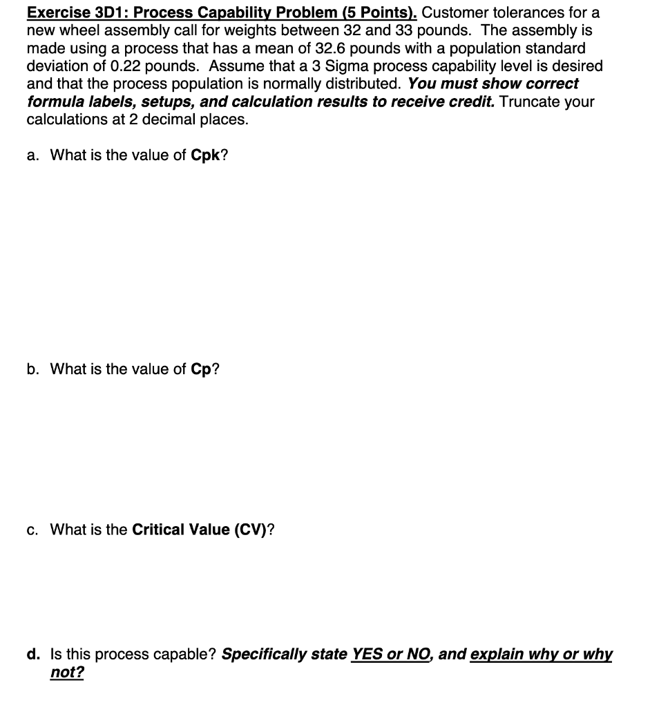 Exercise 3D1: Process Capability Problem (5