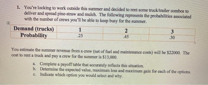 1. You're looking to work outside this summer and