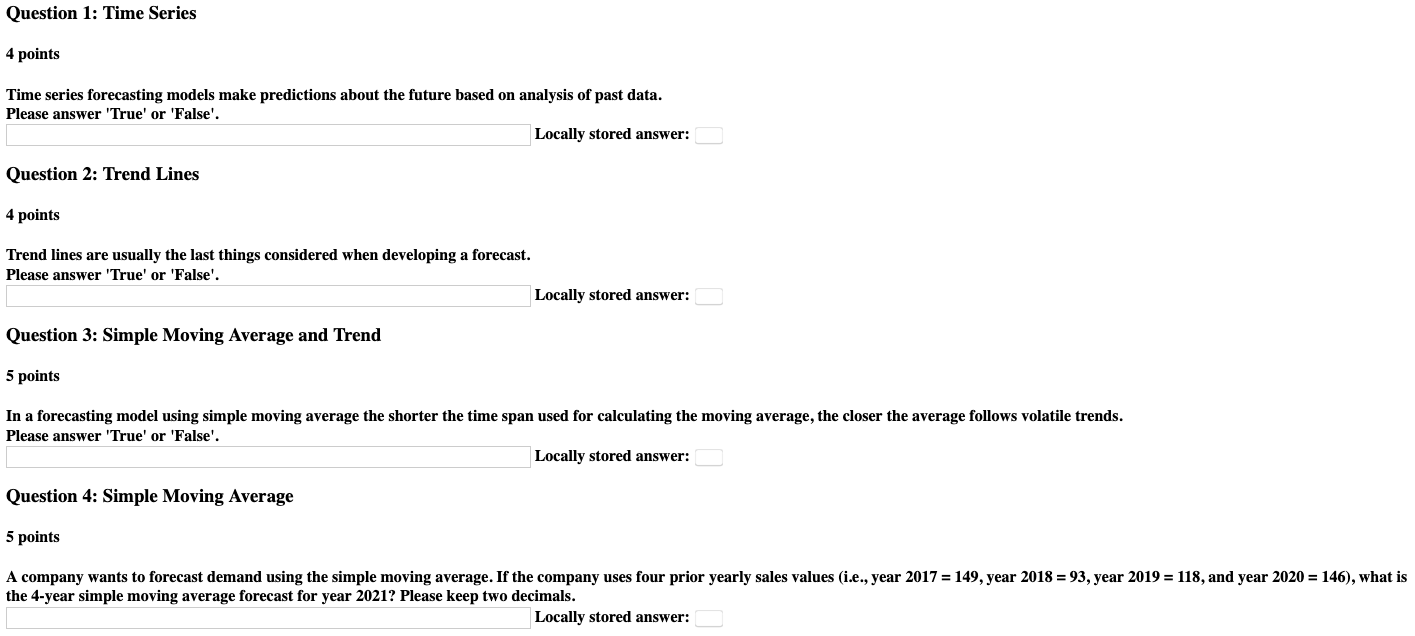 Question 1: Time Series 4 points Time series