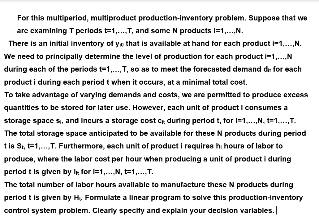 For this multiperiod, multiproduct