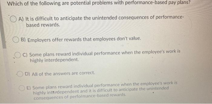 Which of the following are potential problems