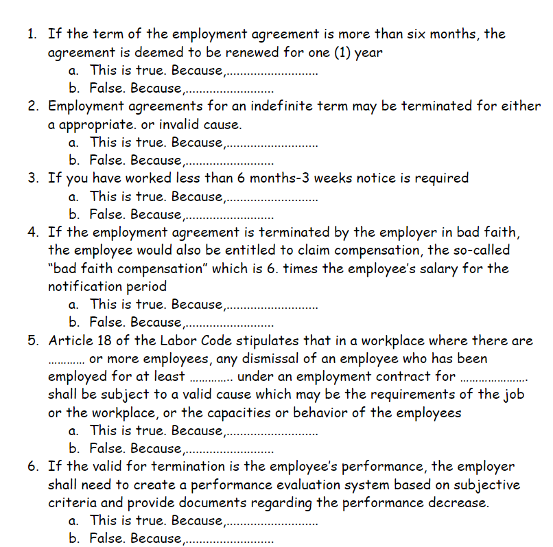 1. If the term of the employment agreement is