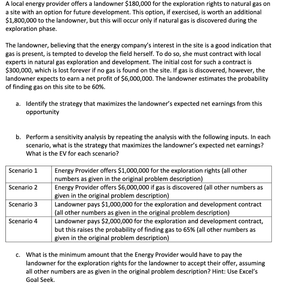 A local energy provider offers a landowner
