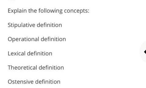 Explain the following concepts: Stipulative