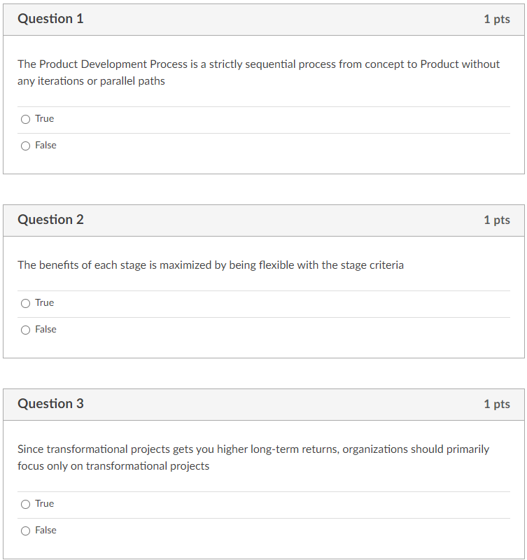 The Product Development Process is a strictly