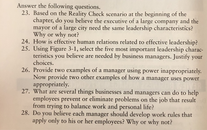 chapter 3 Answer the following questions. 23.