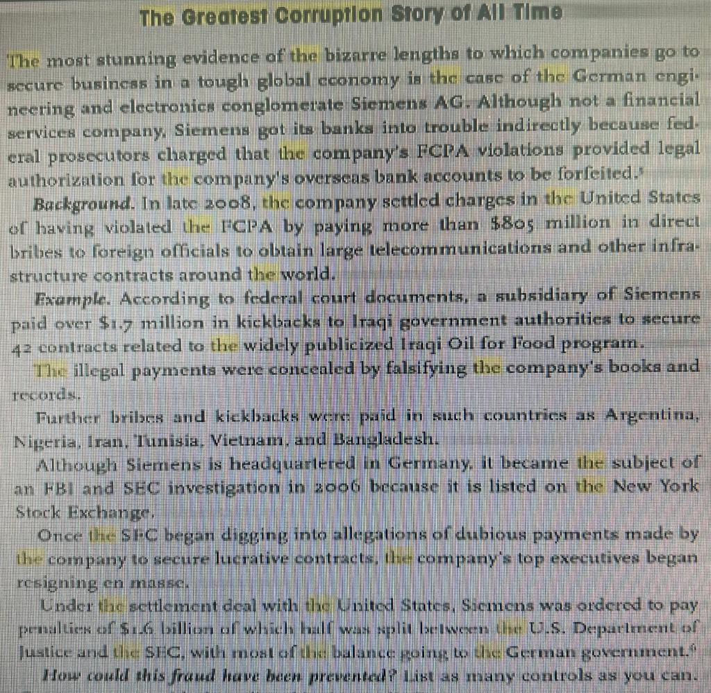 Case Study - Business Ethics Please answer the