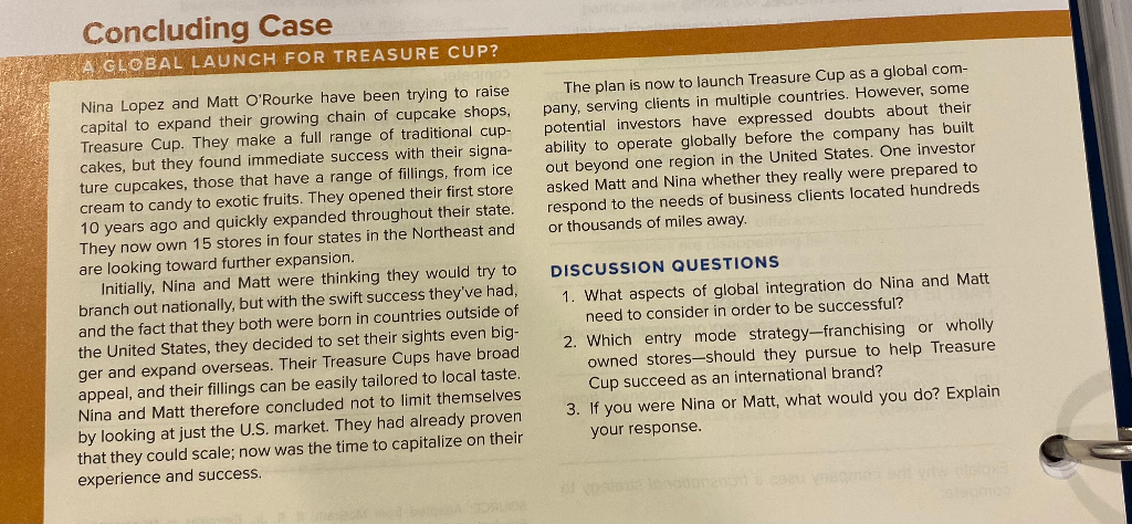 Concluding Case A GLOBAL LAUNCH FOR TREASURE CUP?