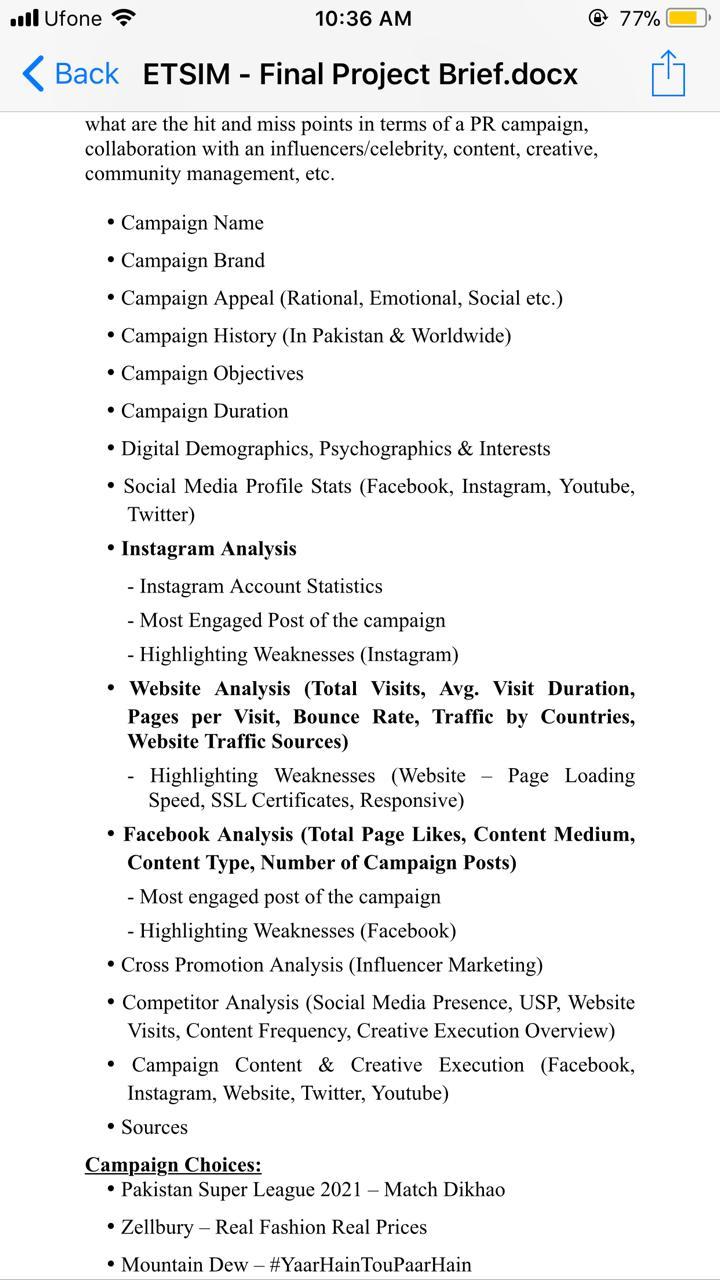 . Ufone 10:36 AM @ 77% Back ETSIM - Final Project