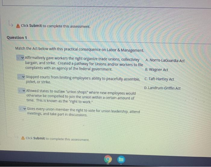 A Click Submit to complete this assessment.