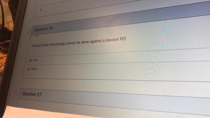 D Question 16 A Vertal Order Processing cannot be