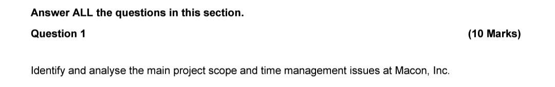 project management please answer Q1 kindly follow