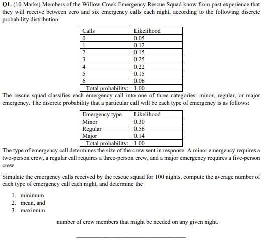 Please solve it in excel and show the formulas