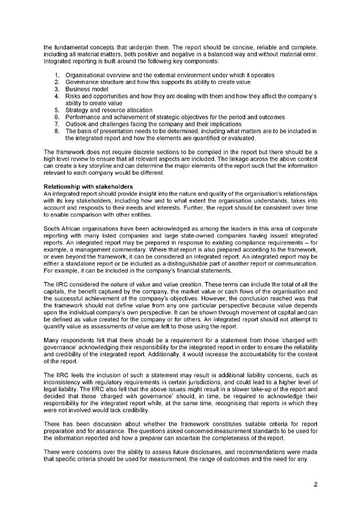 INTEGRATED REPORTING SIR> The integrated report