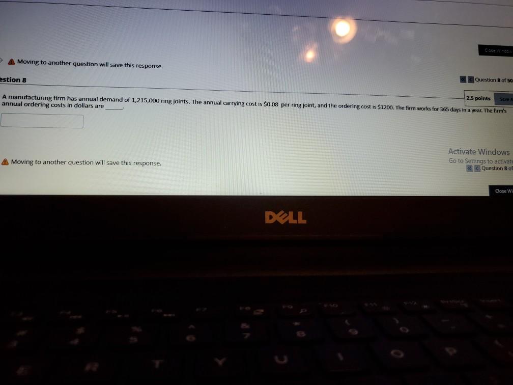 Moving to another question will save this