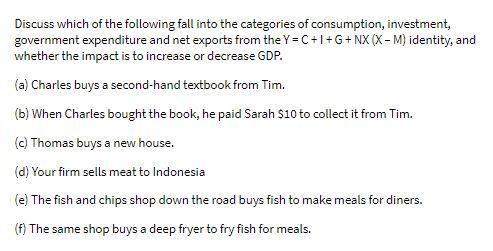 Discuss which of the following fall into the