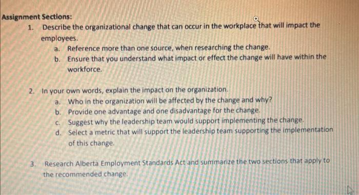 its a change management question Assignment