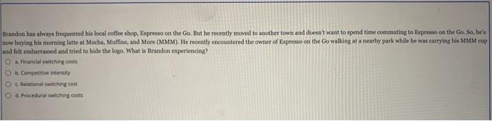 Brandon has always frequented his local coffee