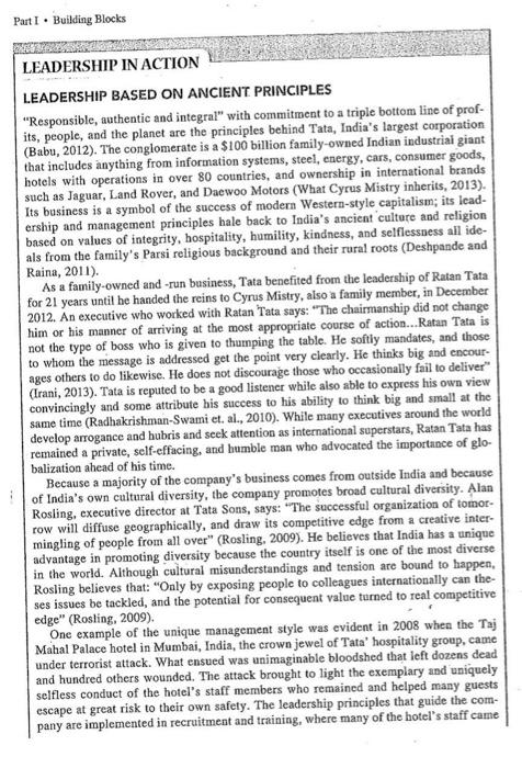 Part I. Building Blocks LEADERSHIP IN ACTION