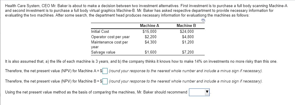 Health Care System, CEO Mr. Baker is about to