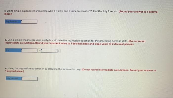 Historical demand for a product is January