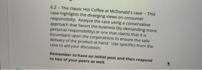 312 / 624 57.4% CASE 6.2 Hot Coffee at McDonald's