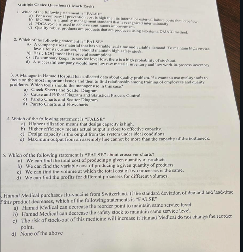 need in 5 min Multiple Choice Questions (1 Mark