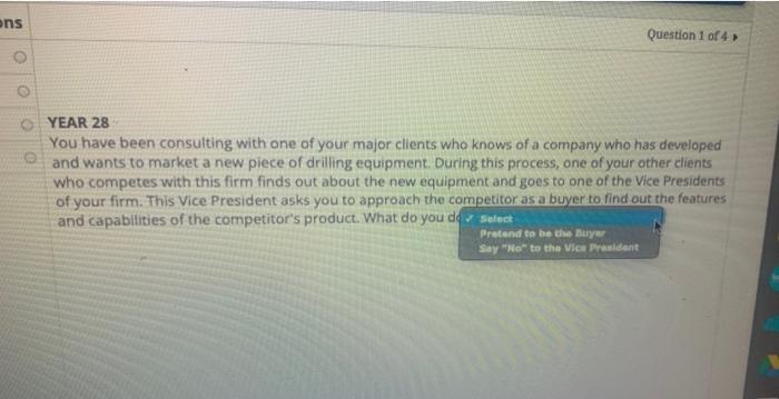 ns Question 1 of 4 YEAR 28 You have been