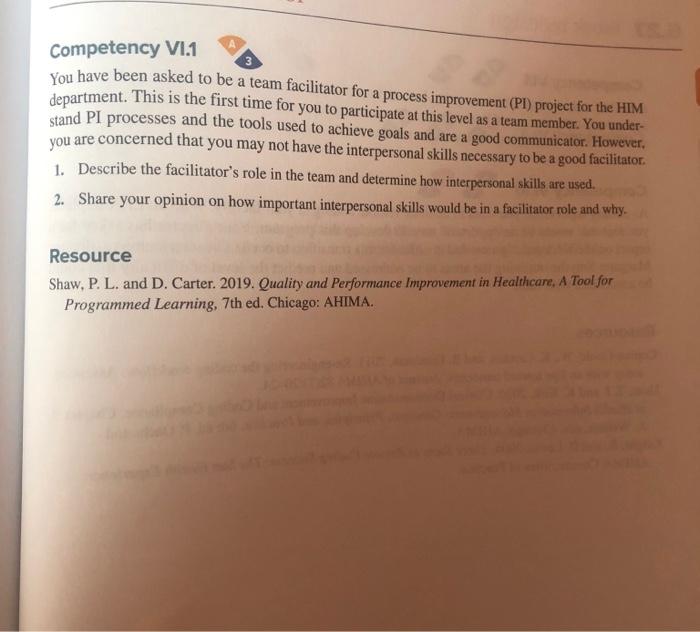 competency V1.3 Assess the following situations