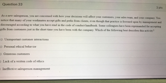 Question 32 2 pts Lincoln is a sales