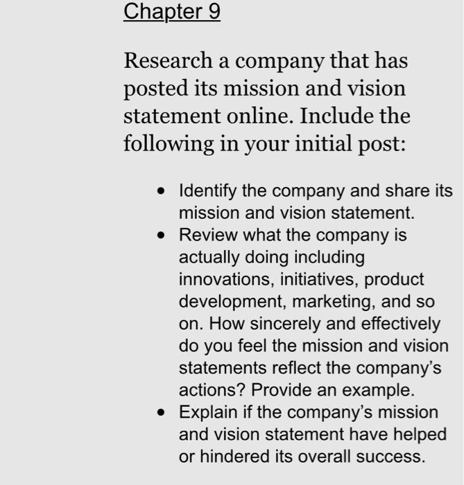 chosen company : Google inc Chapter 9 Research a