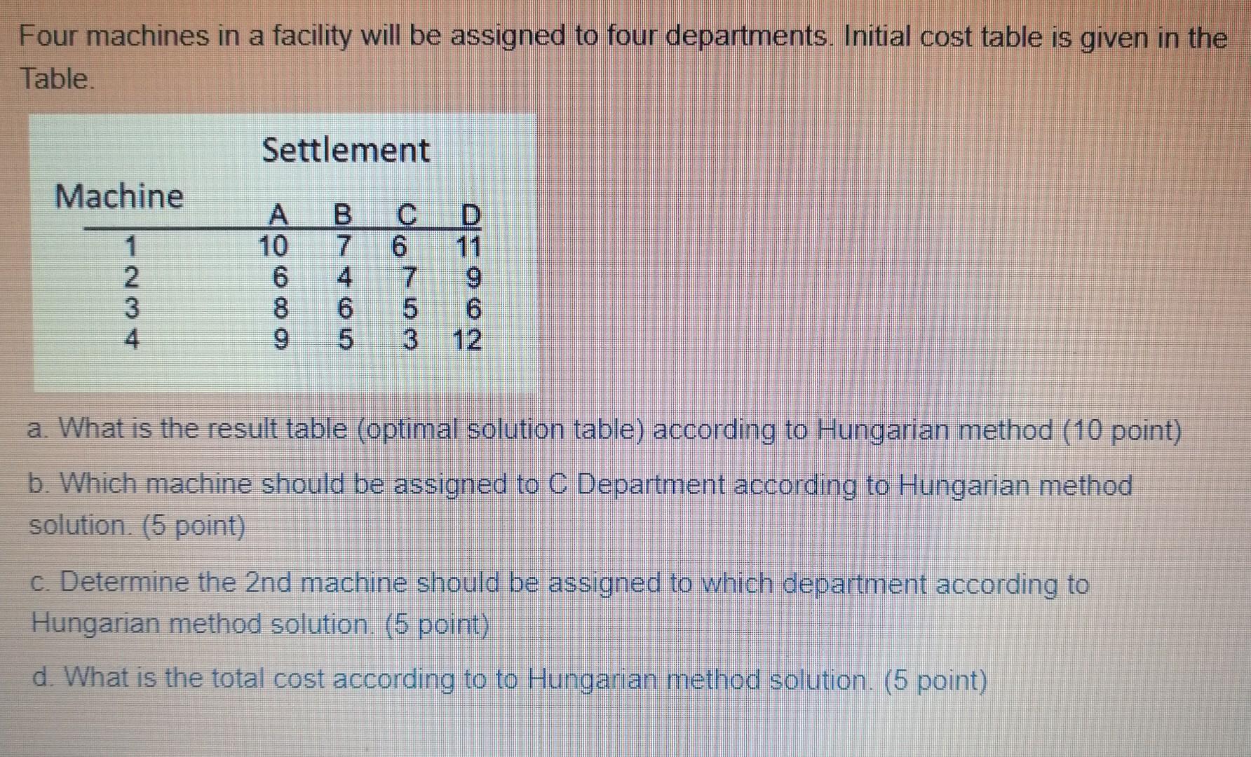 Facility Planning Four machines in a facility