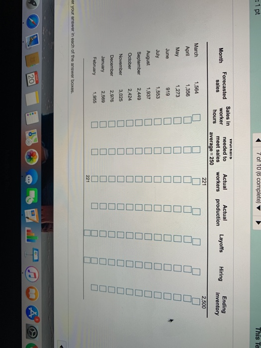 Complete the level production plan, using the