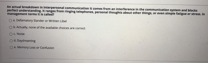 An actual breakdown in interpersonal