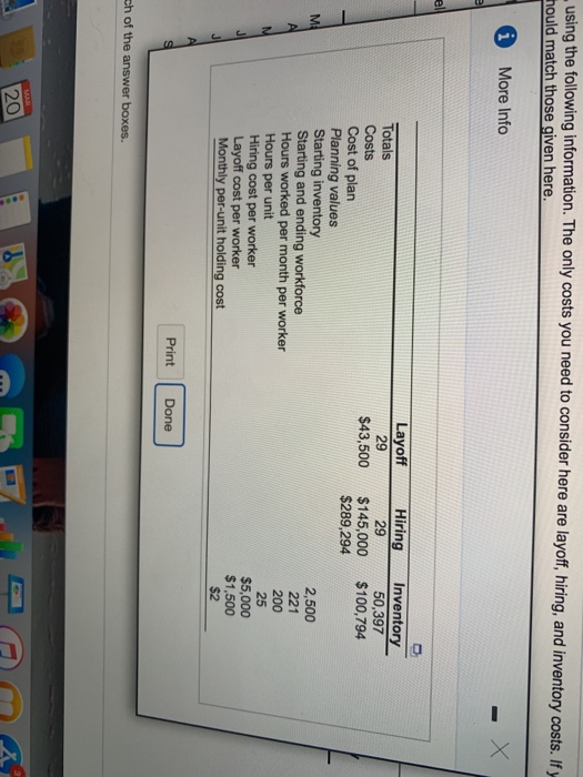 Complete the level production plan, using the