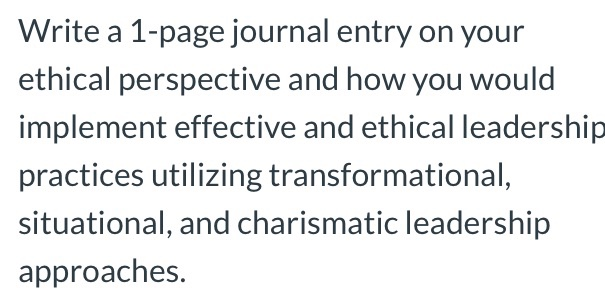 Write a 1-page journal entry on your ethical