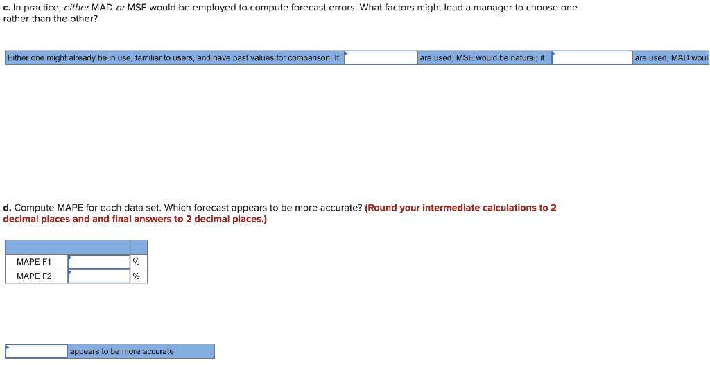 Two different forecasting techniques ( F1 and F2
