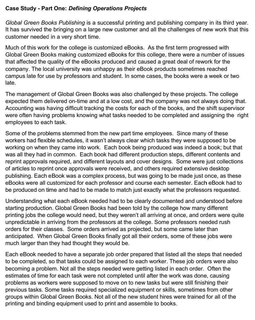 Case Study - Part One: Defining Operations