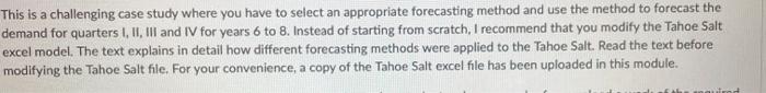 please solve using the tahoe salt model provided.