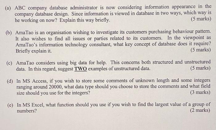 (a) ABC company database administrator is now