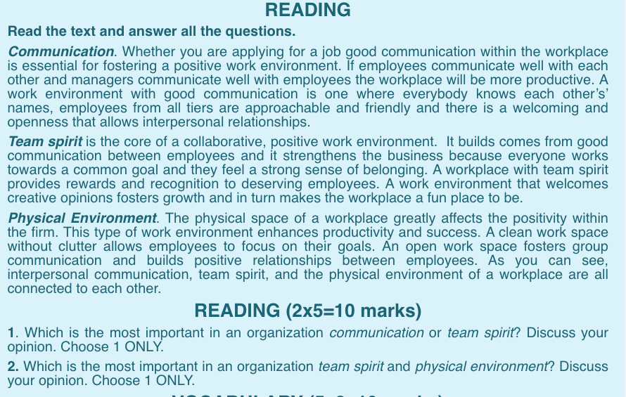 please help me. READING Read the text and answer