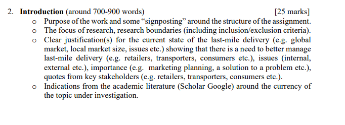 2. Introduction (around 700-900 words) [25 marks]