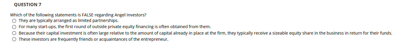 QUESTION 7 Which of the following statements is