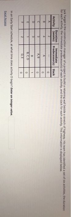 Jack Target is the construction manager of a