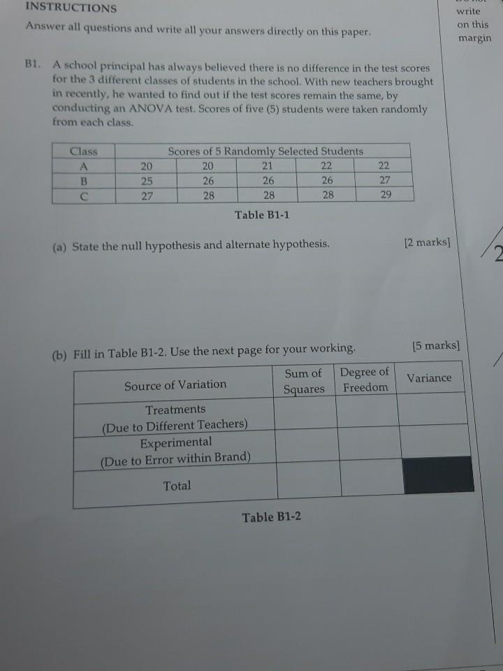 write INSTRUCTIONS Answer all questions and write