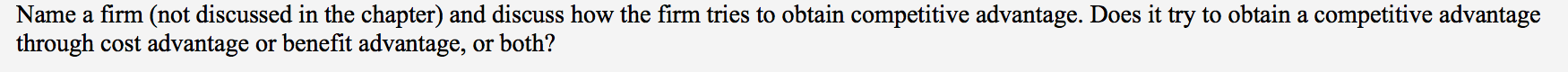 Name a firm (not discussed in the chapter) and