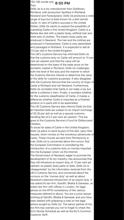 150-180 words only 8:55 PM Toys Dolls Us is a toy