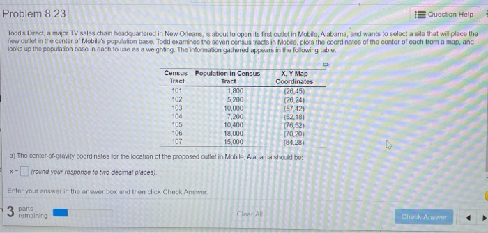 Problem 8.23 Question Help Todd's Direct, a major